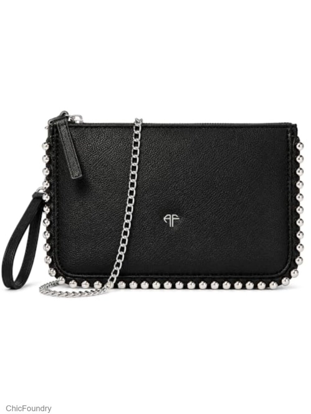 Studded Wristlet Clutch Crossbody Bag PU Leather 3-in-1 Chain Strap